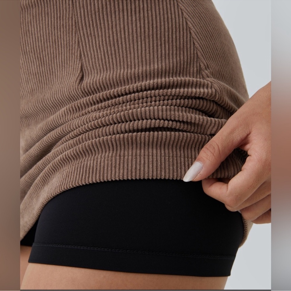 High Waisted Invisible Zipper 2-in-1 A Line Mini Corduroy Casual Skirt - Picture 3 of 14